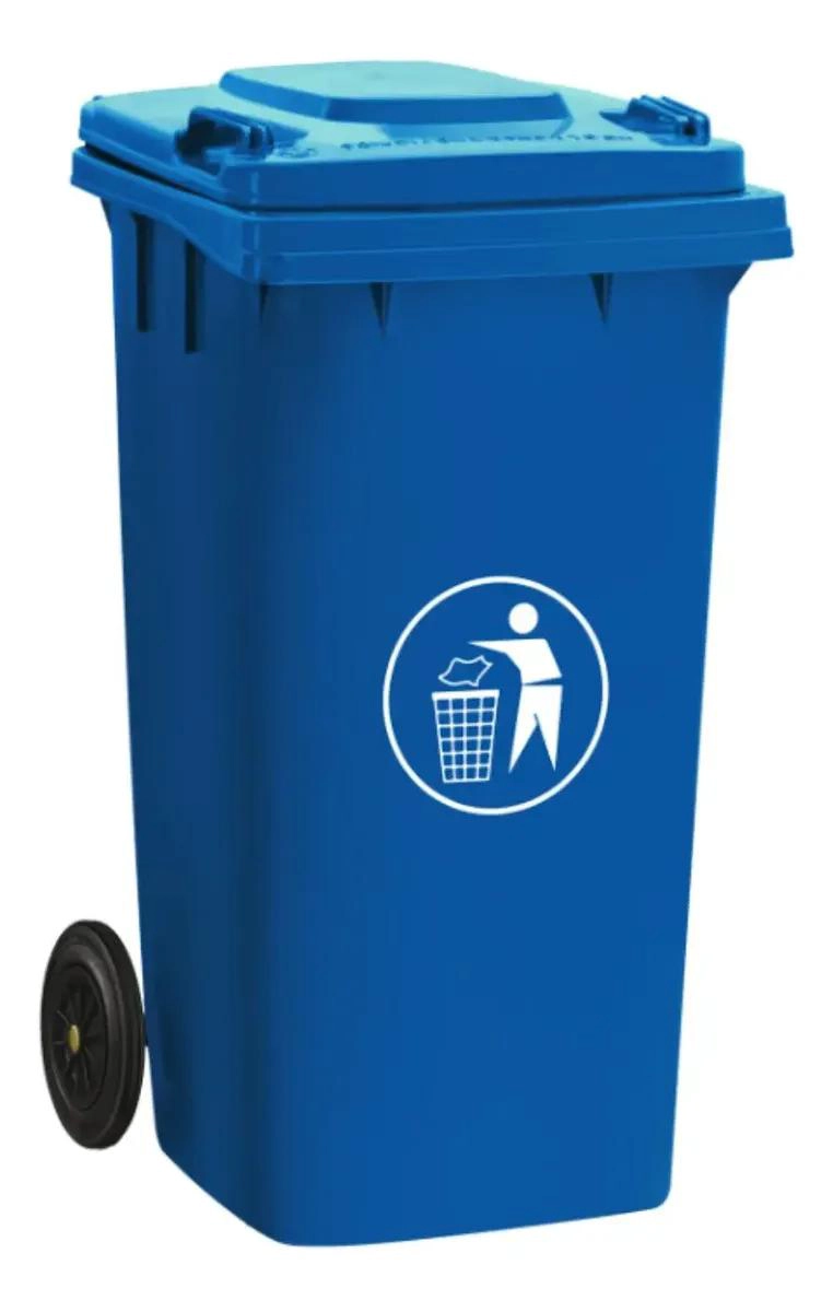 BASURERO DE 120 LITROS CON TAPA DE ALTA DENSIDAD COLOR AZUL - 6