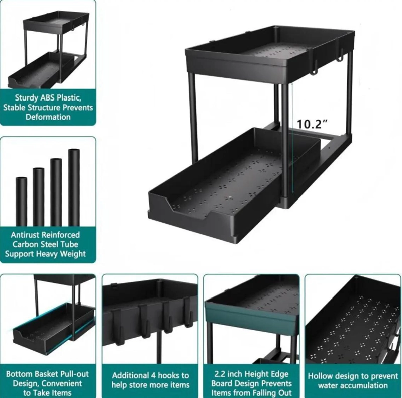 ESTANTE MULTIFUNCIONAL PARA COCINA Y BAÑO CON CAJON EXTRAIBLE - 3