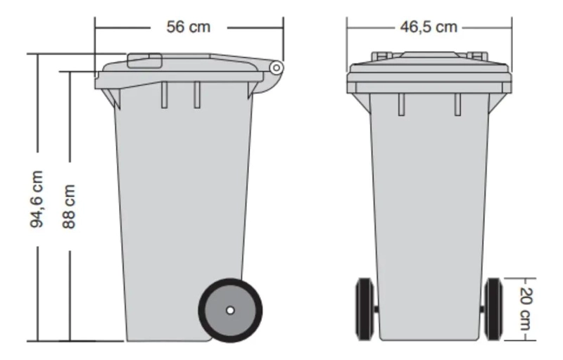 BASURERO DE 120 LITROS CON TAPA DE ALTA DENSIDAD COLOR GRIS - 2