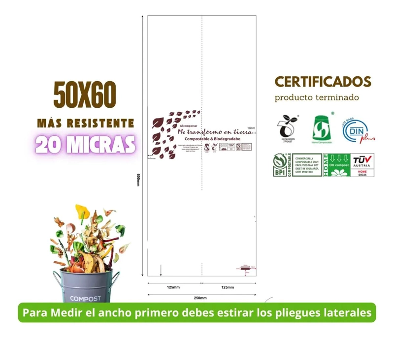 BOLSA COMPOSTABLE BIODEGRADABLE PARA RESIDUOS ORGANICOS 30 UNIDADES - 1
