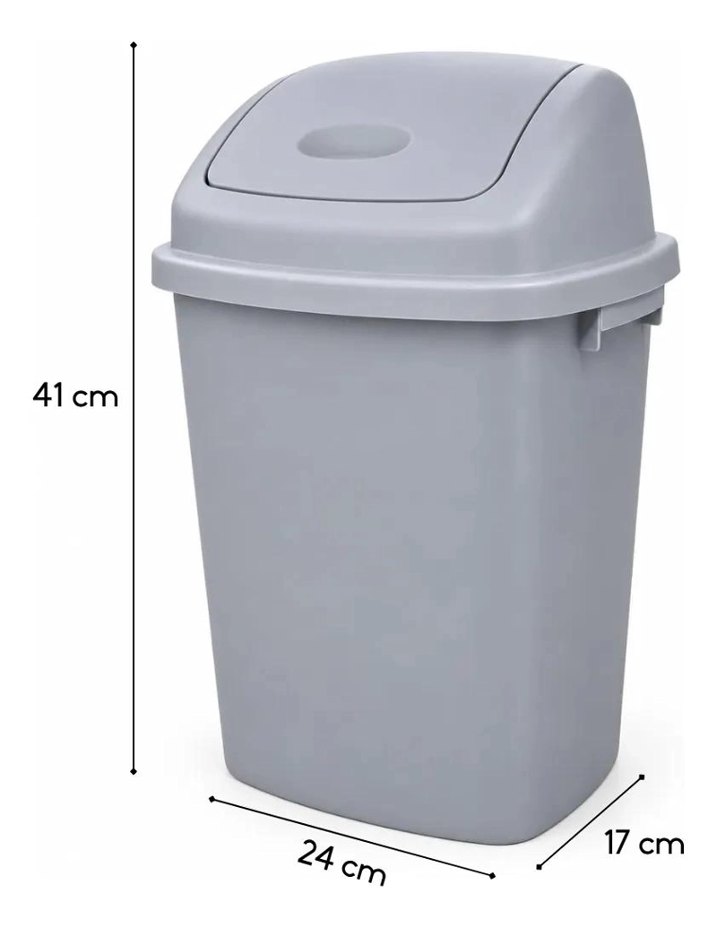 BASURERO PLASTICO CON TAPA VAIVE N PARA COCINA Y OFICINA - 2