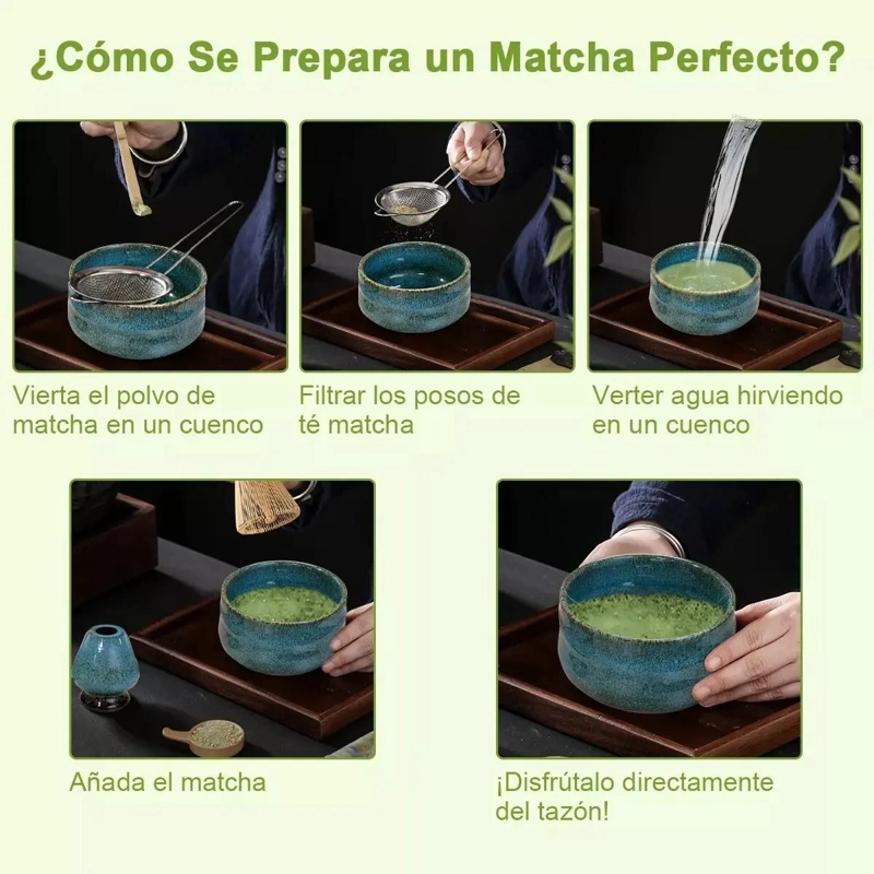 JUEGO DE TE  MATCHA JAPONE S CON BATIDOR Y TAZON CEREMONIAL - 6