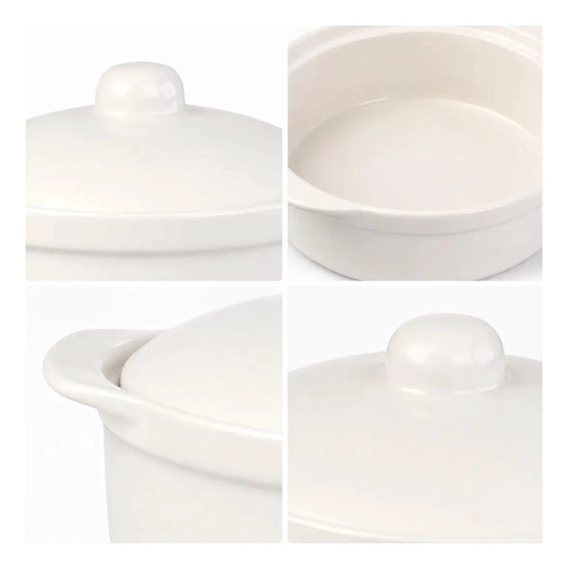 OLLA FUENTE CERAMICA CON TAPA PARA HORNEAR Y SERVIR 1 LITRO - 4