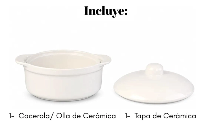 OLLA FUENTE CERAMICA CON TAPA PARA HORNEAR Y SERVIR 1 LITRO - 6
