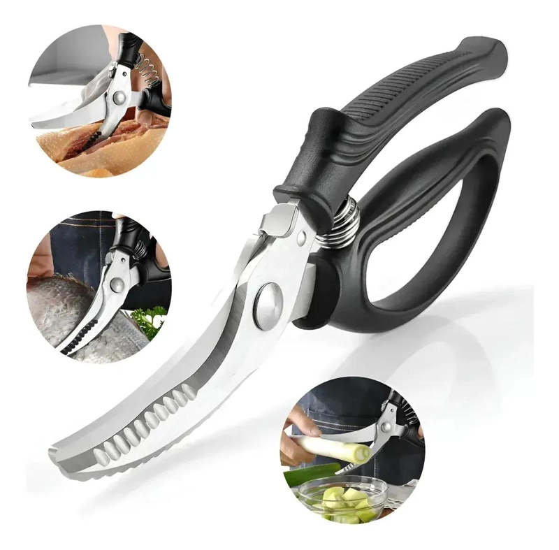 TIJERAS DE ACERO INOXIDABLE PARA CORTAR POLLO Y PESCADO CON DISEÑO ERGONOMICO - 1