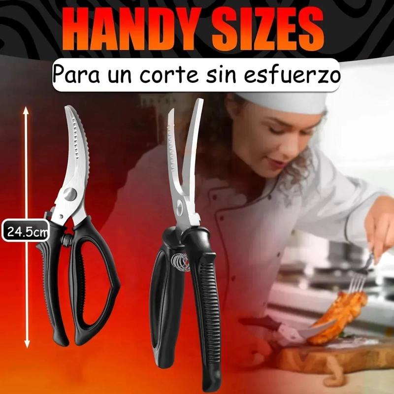 TIJERAS DE ACERO INOXIDABLE PARA CORTAR POLLO Y PESCADO CON DISEÑO ERGONOMICO - 2