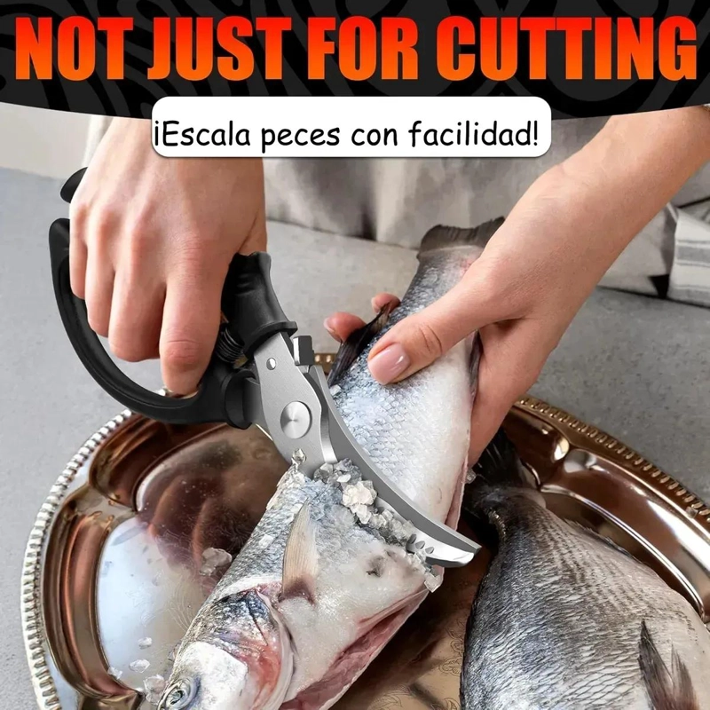 TIJERAS DE ACERO INOXIDABLE PARA CORTAR POLLO Y PESCADO CON DISEÑO ERGONOMICO - 7