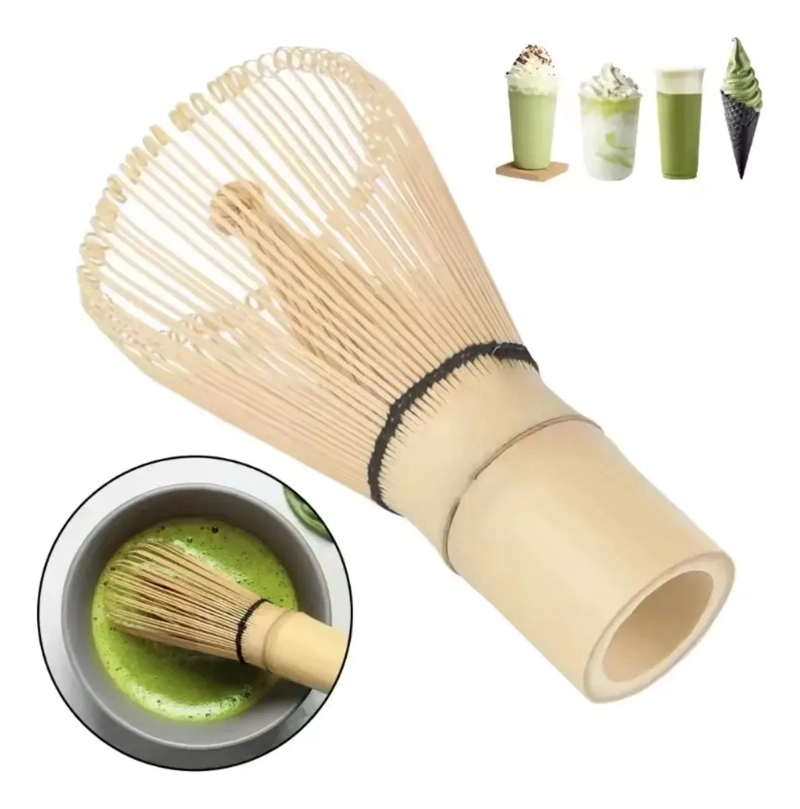 BATIDOR DE BAMBU PARA TE  MATCHA CON DISEÑO TIPO CHASEN Y MANGO ERGONOMICO - 4