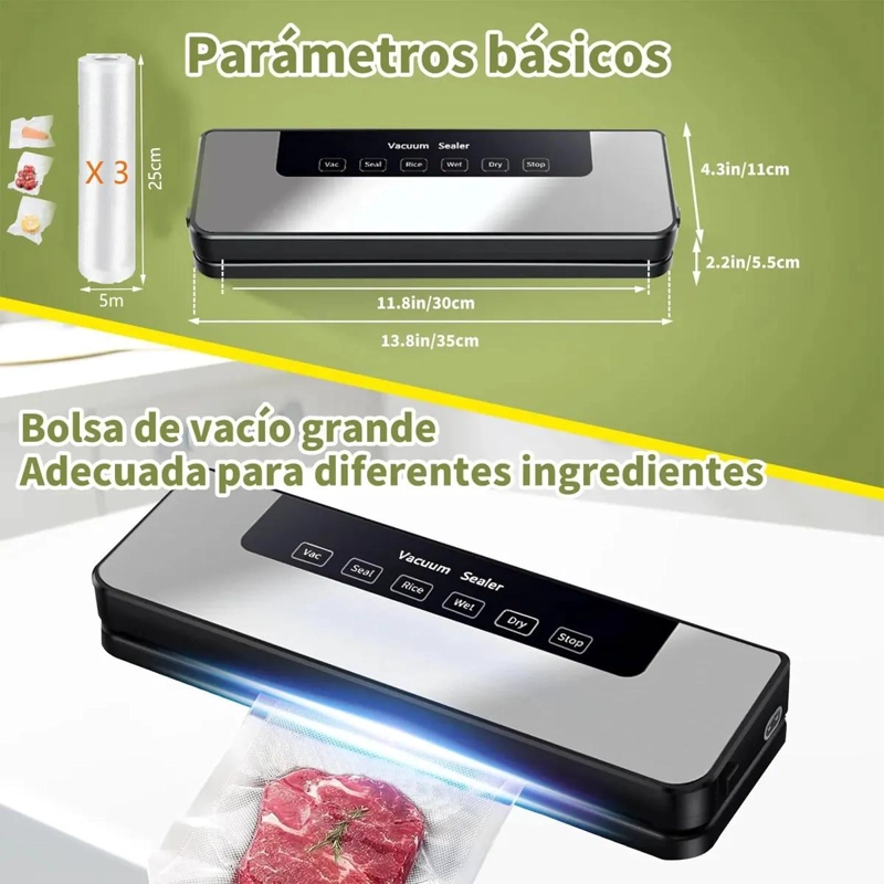 MAQUINA SELLADORA AL VACIO MULTIFUNCIONAL CON CORTADOR Y ROLLOS - 10