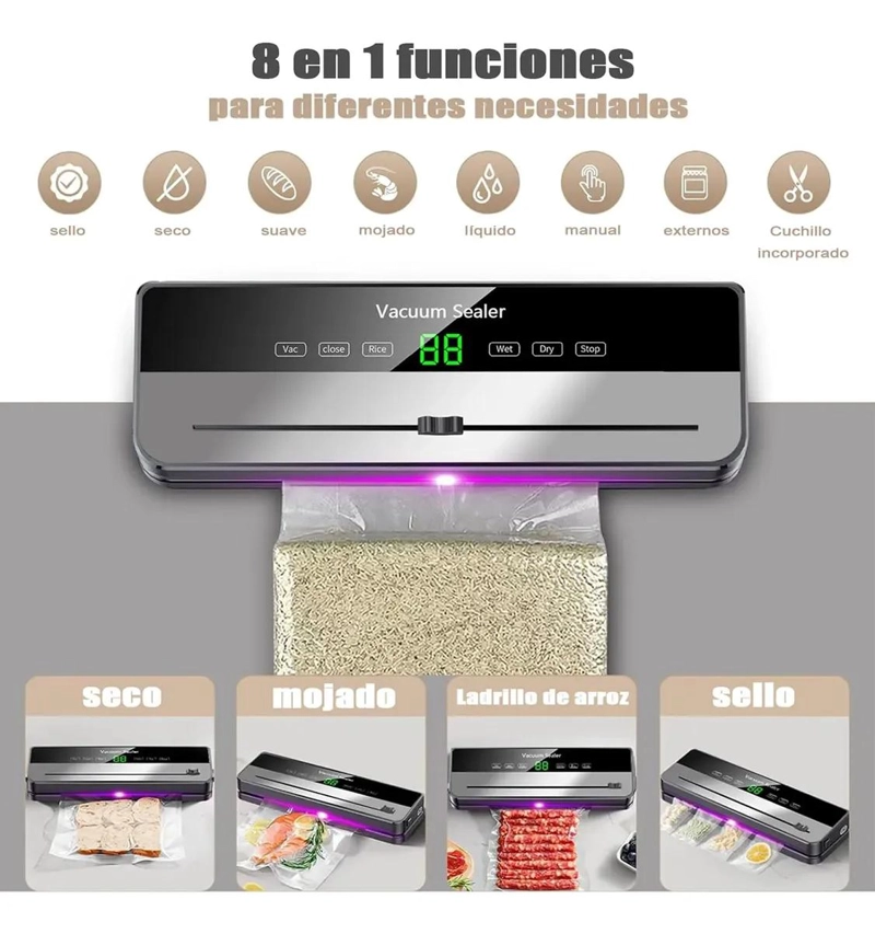 MAQUINA SELLADORA AL VACIO MULTIFUNCIONAL CON CORTADOR Y ROLLOS - 3