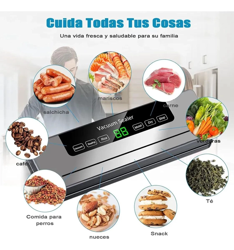 MAQUINA SELLADORA AL VACIO MULTIFUNCIONAL CON CORTADOR Y ROLLOS - 9