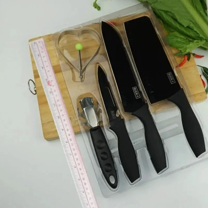 SET DE CUCHILLOS DE COCINA 5 PIEZAS EN COLOR NEGRO - 3