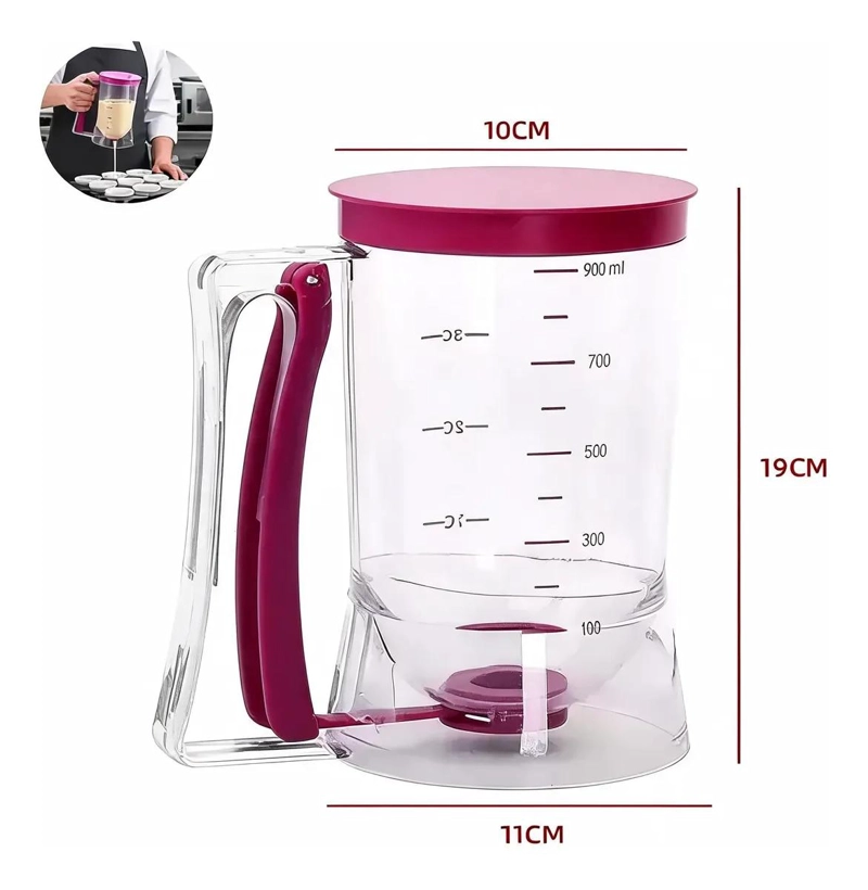 DISPENSADOR MANUAL DE MASA TRANSPARENTE 900ML PARA REPOSTERIA - 1