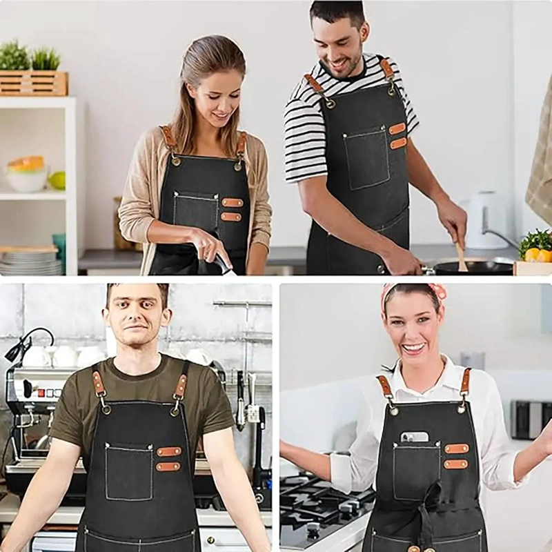 DELANTAL DE CHEF UNISEX CON BOLSILLOS GRANDES Y AJUSTABLES - 7