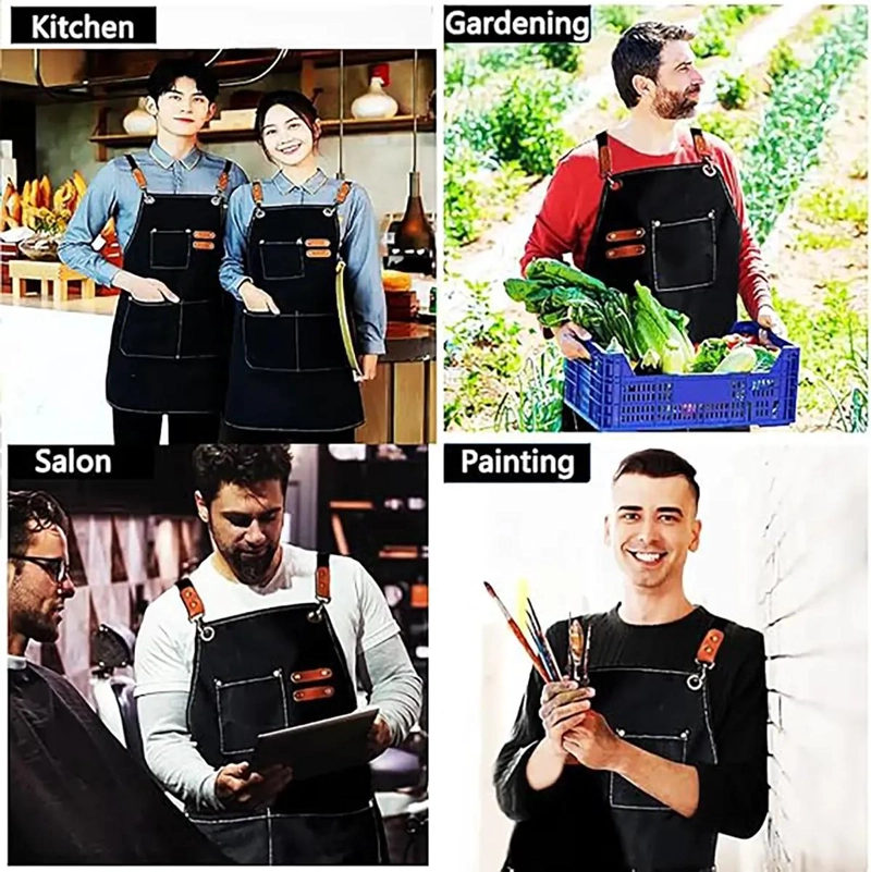 DELANTAL DE CHEF UNISEX CON BOLSILLOS GRANDES Y AJUSTABLES - 8