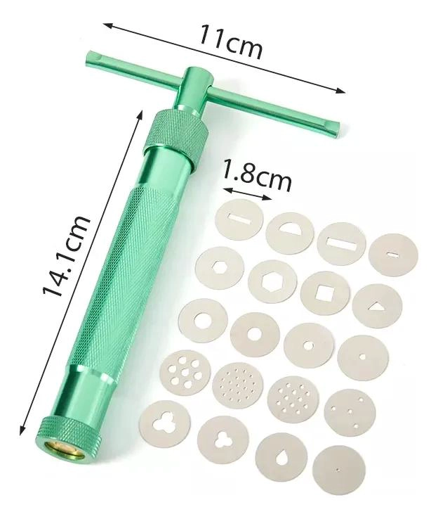 EXTRUSOR PARA ARCILLA POLIME RICA CON 20 DISCOS PARA REPOSTERIA CREATIVA - 6