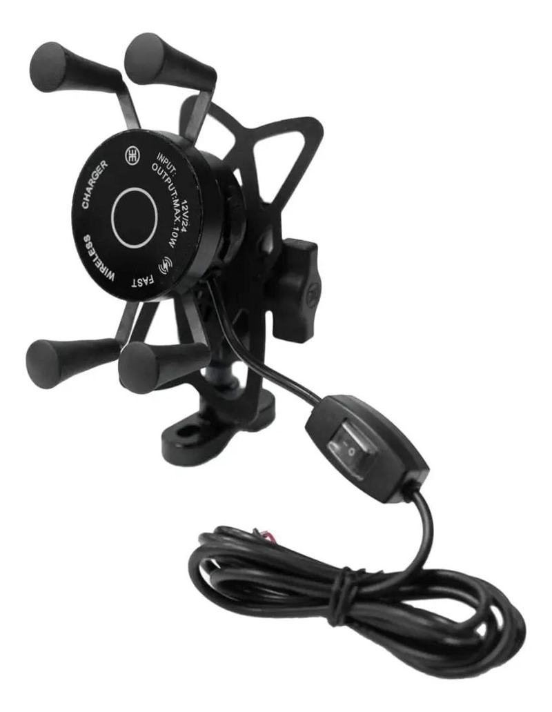 SOPORTE UNIVERSAL PARA CELULAR DE MOTO CON CARGADOR INALAMBRICO - 1