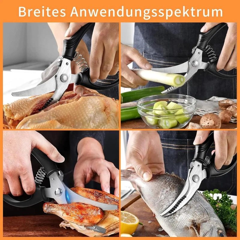 TIJERAS DE COCINA MULTIUSOS DE ACERO INOXIDABLE AFILADAS PARA CORTAR CARNES Y HH - 2