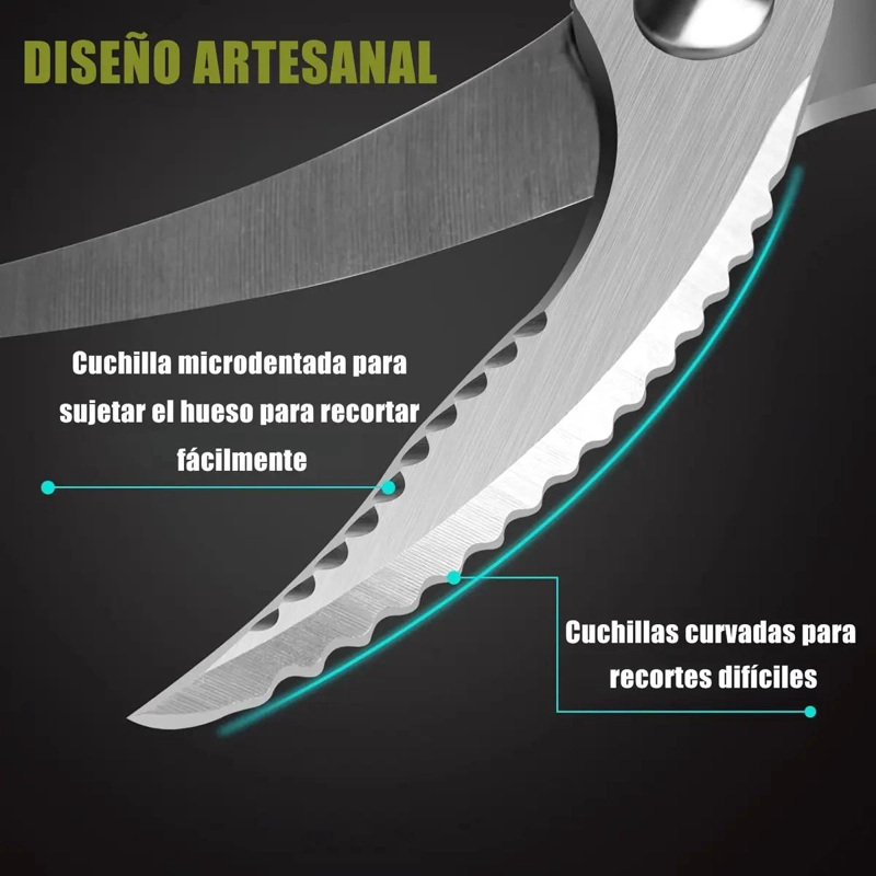 TIJERAS DE COCINA MULTIUSOS DE ACERO INOXIDABLE AFILADAS PARA CORTAR CARNES Y HH - 6