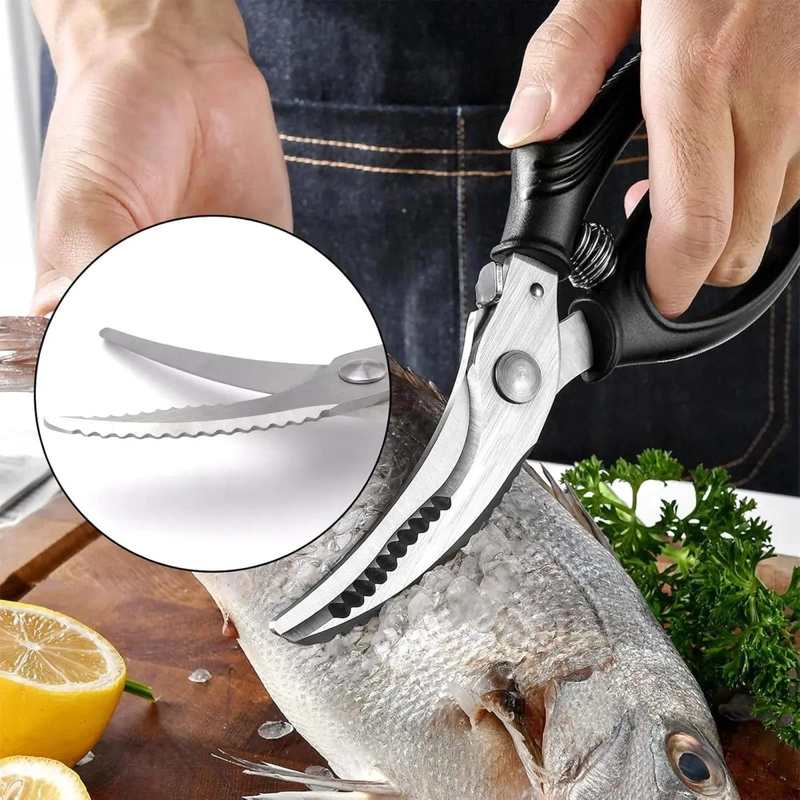 TIJERAS DE COCINA MULTIUSOS DE ACERO INOXIDABLE AFILADAS PARA CORTAR CARNES Y HH - 7