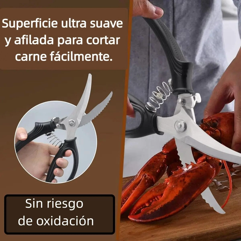 TIJERAS DE COCINA MULTIUSOS DE ACERO INOXIDABLE AFILADAS PARA CORTAR CARNES Y HH - 9