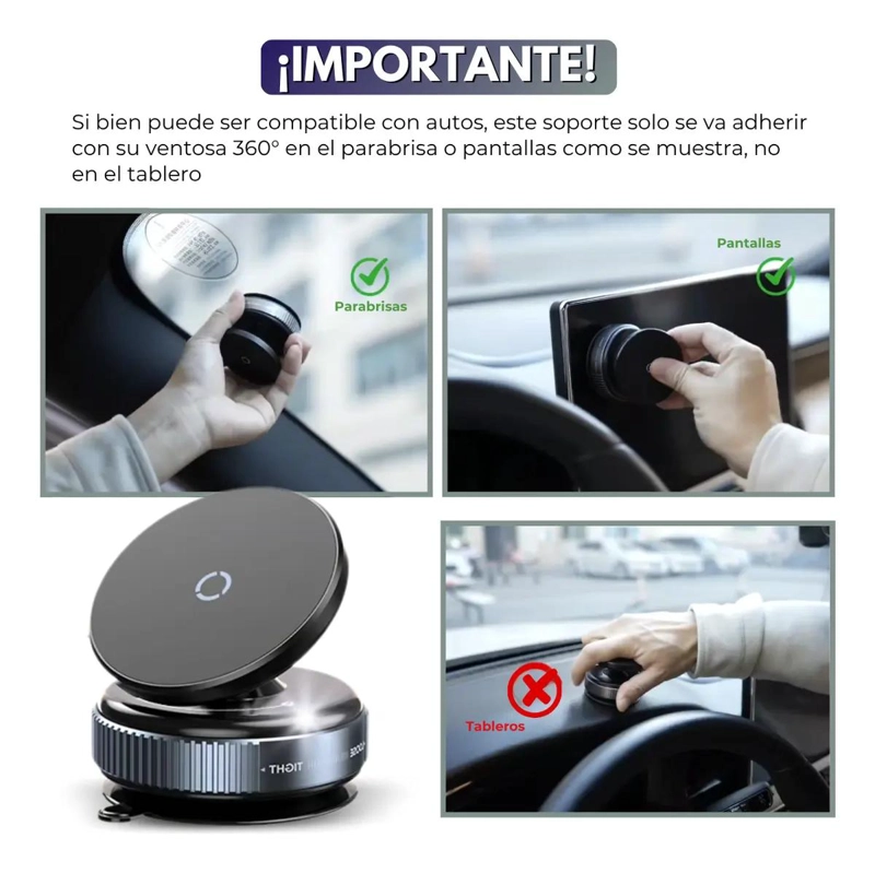 SOPORTE MAGNE TICO PARA CELULAR CON VENTOSA 360° Y DISEÑO PREMIUM - 6