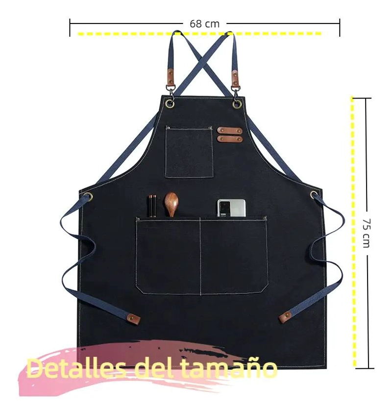 DELANTAL DE COCINA AJUSTABLE CON BOLSILLOS PARA HOMBRE Y MUJER - 2