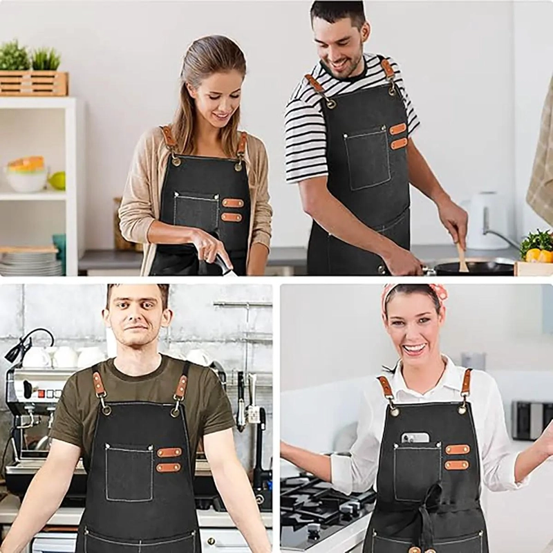 DELANTAL DE COCINA AJUSTABLE CON BOLSILLOS PARA HOMBRE Y MUJER - 7