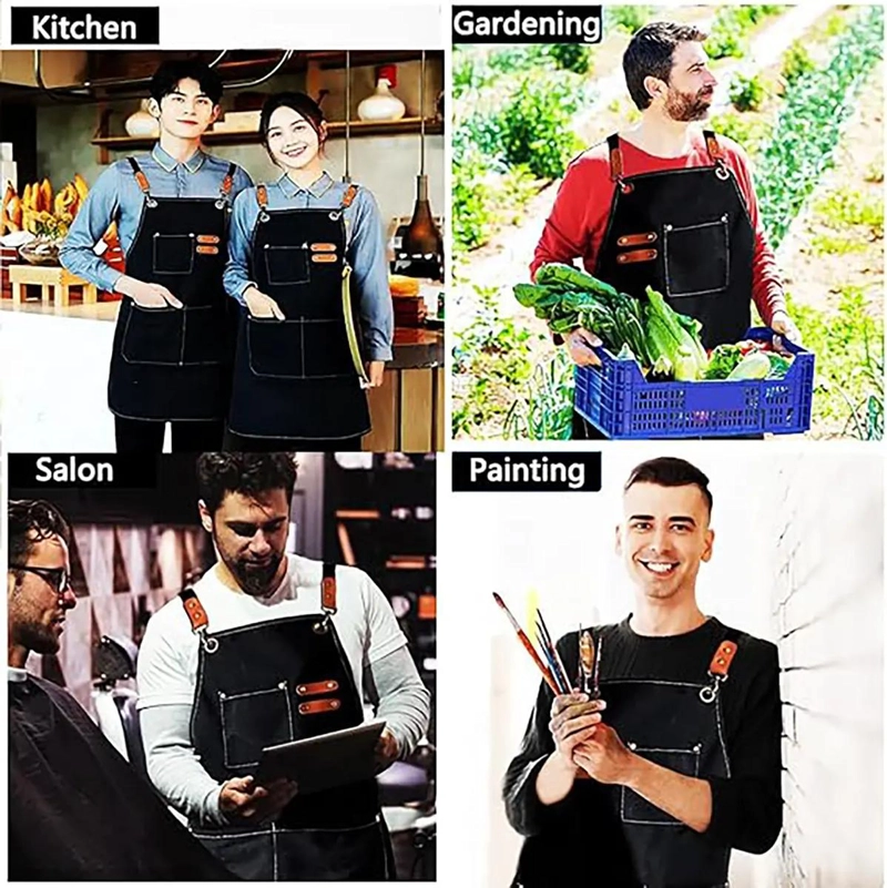 DELANTAL DE COCINA AJUSTABLE CON BOLSILLOS PARA HOMBRE Y MUJER - 8