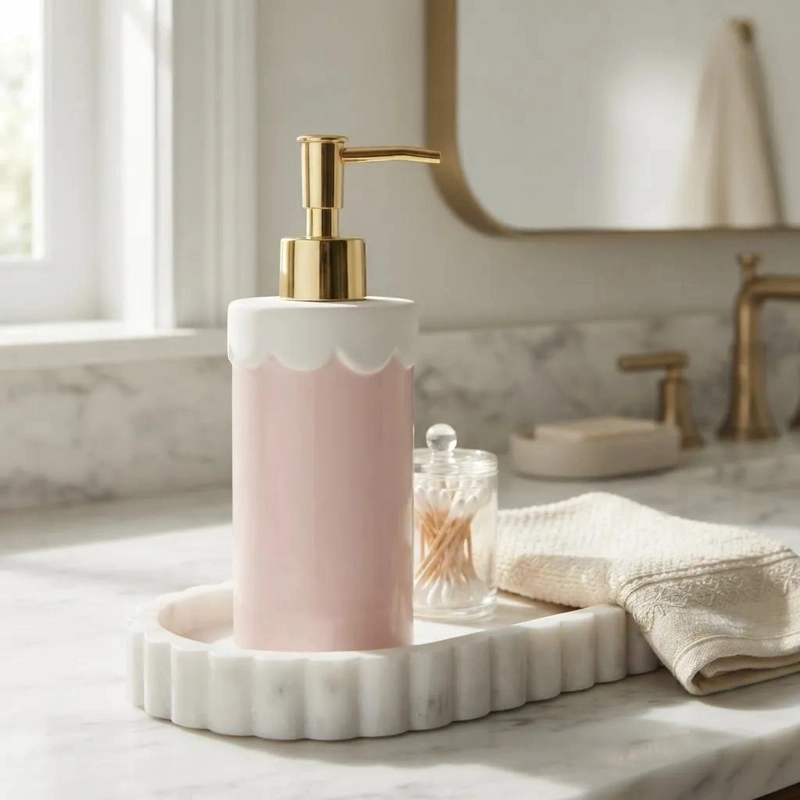 DISPENSADOR DE POSTRES EN CERAMICA ROSADA PARA NIÑOS - 1