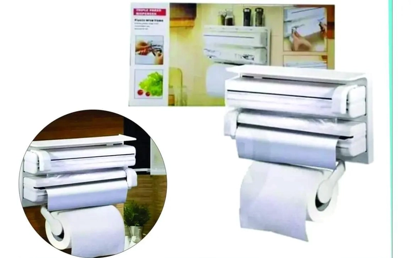 PORTA NOVA FILM PAPEL ALUMINIO 3 EN 1 PARA ORGANIZACION DEL HOGAR - 1