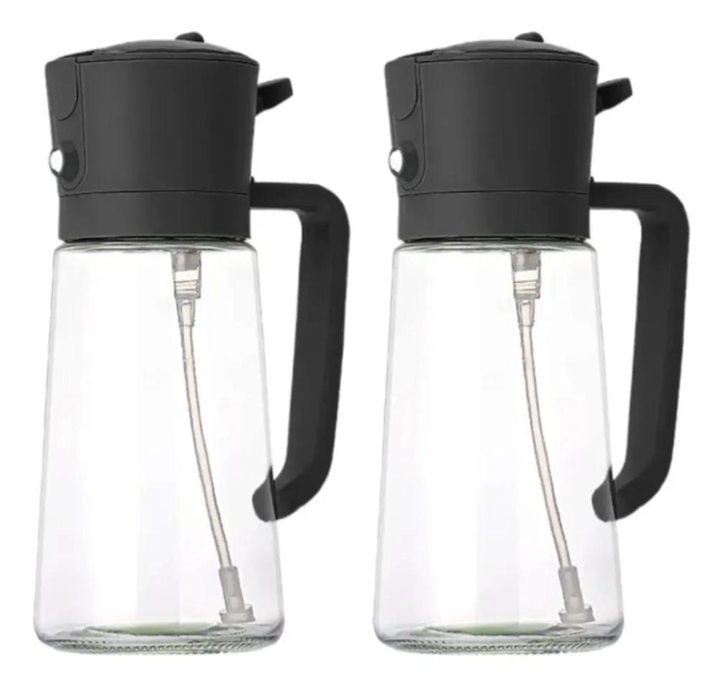 SET DE 2 BOTELLAS DE VIDRIO CON PULVERIZADOR PARA COCINA 470ML - 1