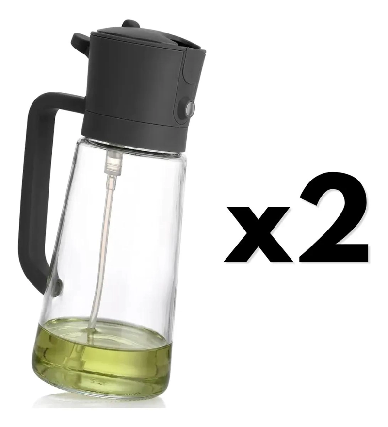 SET DE 2 BOTELLAS DE VIDRIO CON PULVERIZADOR PARA COCINA 470ML - 2