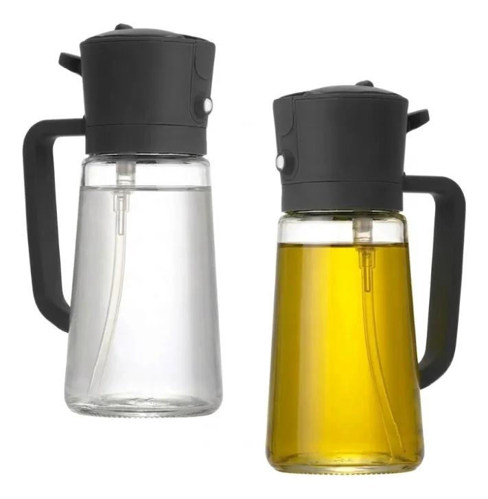 SET DE 2 BOTELLAS DE VIDRIO CON PULVERIZADOR PARA COCINA 470ML - 3