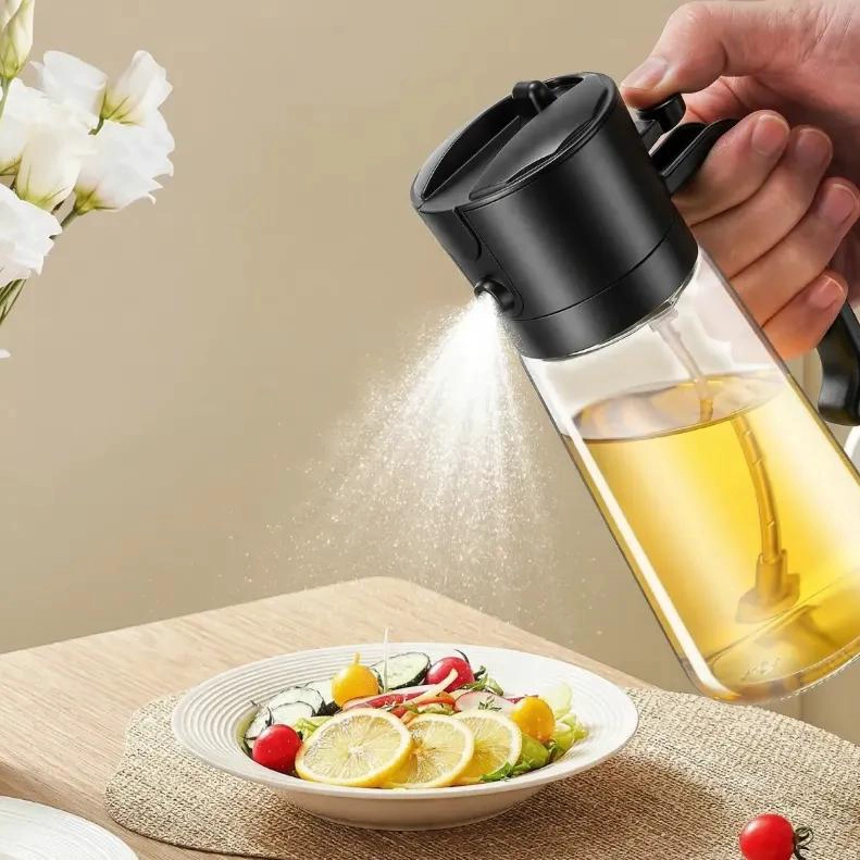 SET DE 2 BOTELLAS DE VIDRIO CON PULVERIZADOR PARA COCINA 470ML - 9