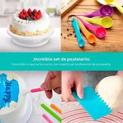 SET COMPLETO DE 66 PIEZAS PARA DECORACION Y REPOSTERIA CON PLATO GIRATORIO - 2