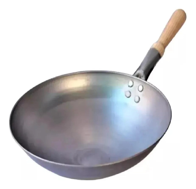 WOK DE ACERO INOXIDABLE CON MANGO DE MADERA 36 CM - 5