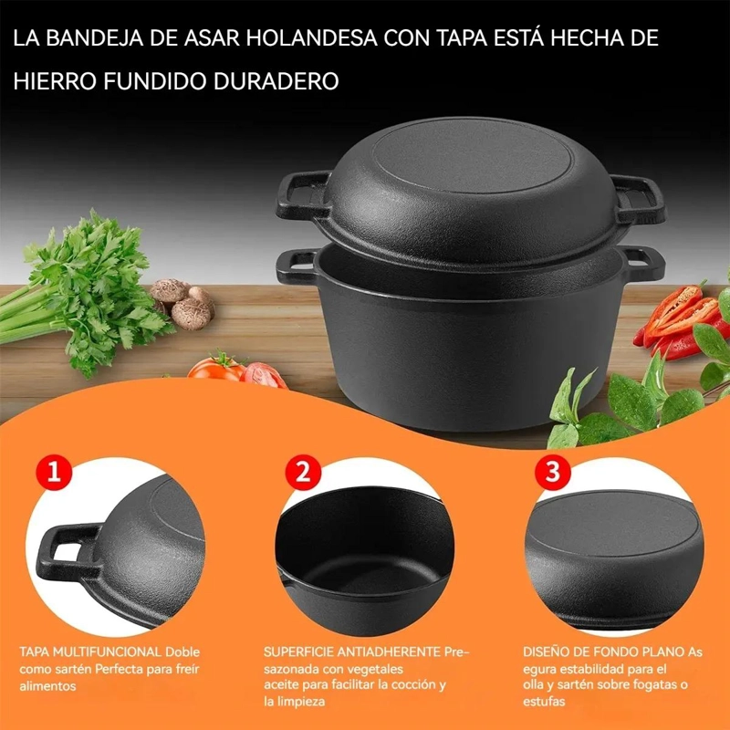 CAZUELA HOLANDESA DE HIERRO FUNDIDO MULTIFUNCIONAL 26CM - 3