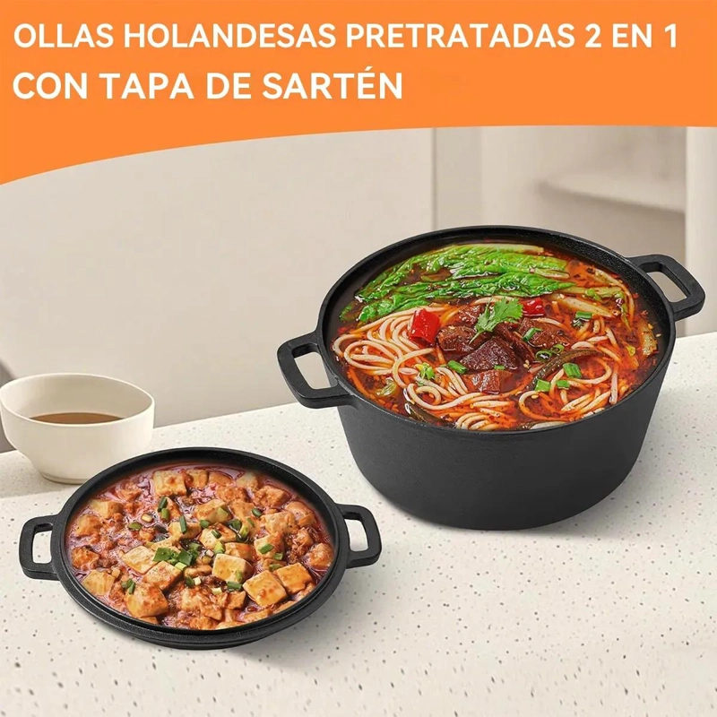 CAZUELA HOLANDESA DE HIERRO FUNDIDO MULTIFUNCIONAL 26CM - 4