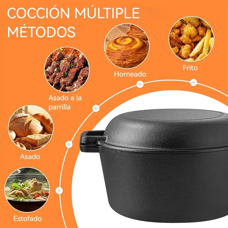 CAZUELA HOLANDESA DE HIERRO FUNDIDO MULTIFUNCIONAL 26CM - 5