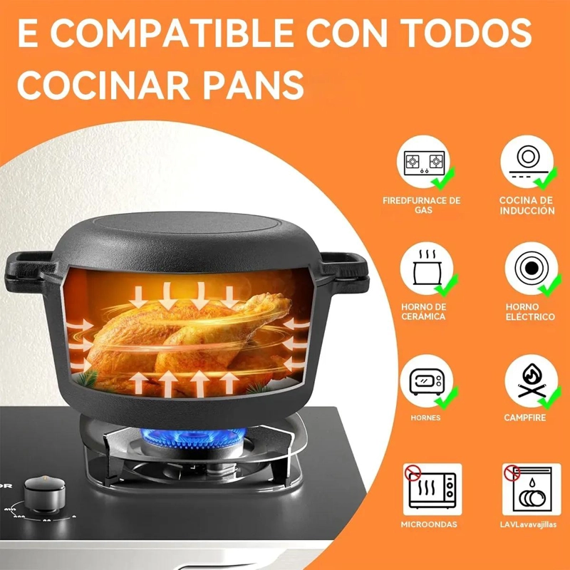 CAZUELA HOLANDESA DE HIERRO FUNDIDO MULTIFUNCIONAL 26CM - 6