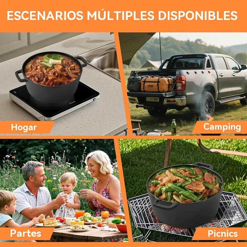 CAZUELA HOLANDESA DE HIERRO FUNDIDO MULTIFUNCIONAL 26CM - 7