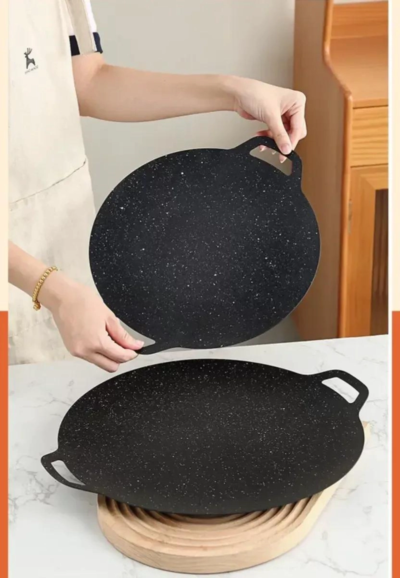 PLANCHA ANTIADHERENTE DE HIERRO FUNDIDO 34 CM PARA COCINAR - 7