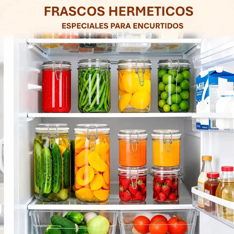 TARRO DE VIDRIO HERME TICO CON TAPA BISAGRA PARA COCINA - 3