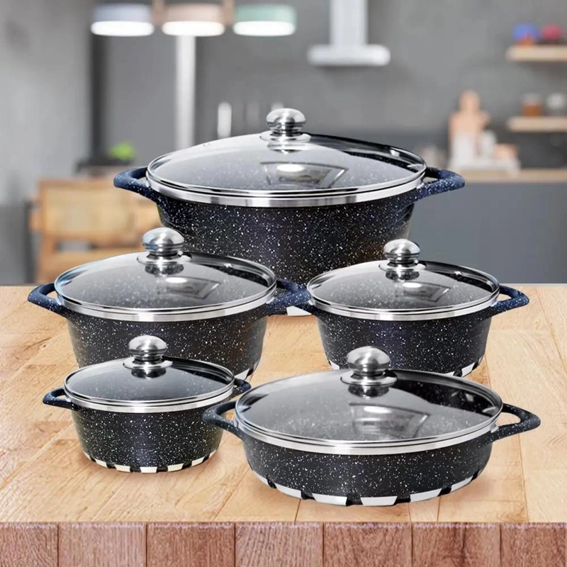 BATERIA DE COCINA 10 PIEZAS GRANITO ANTIADHERENTE DE ALTA CALIDAD - 2