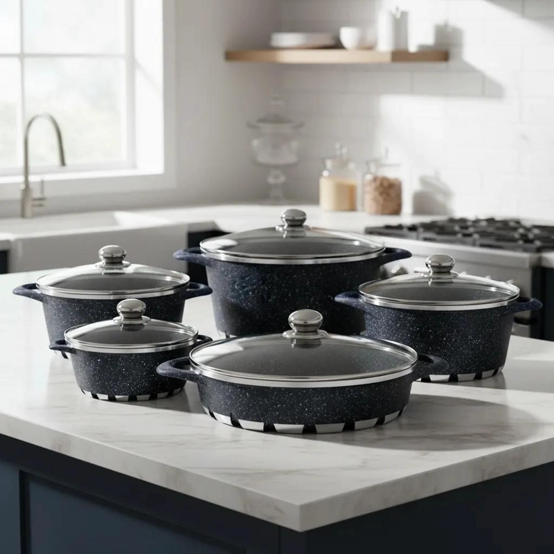 BATERIA DE COCINA 10 PIEZAS GRANITO ANTIADHERENTE DE ALTA CALIDAD - 6