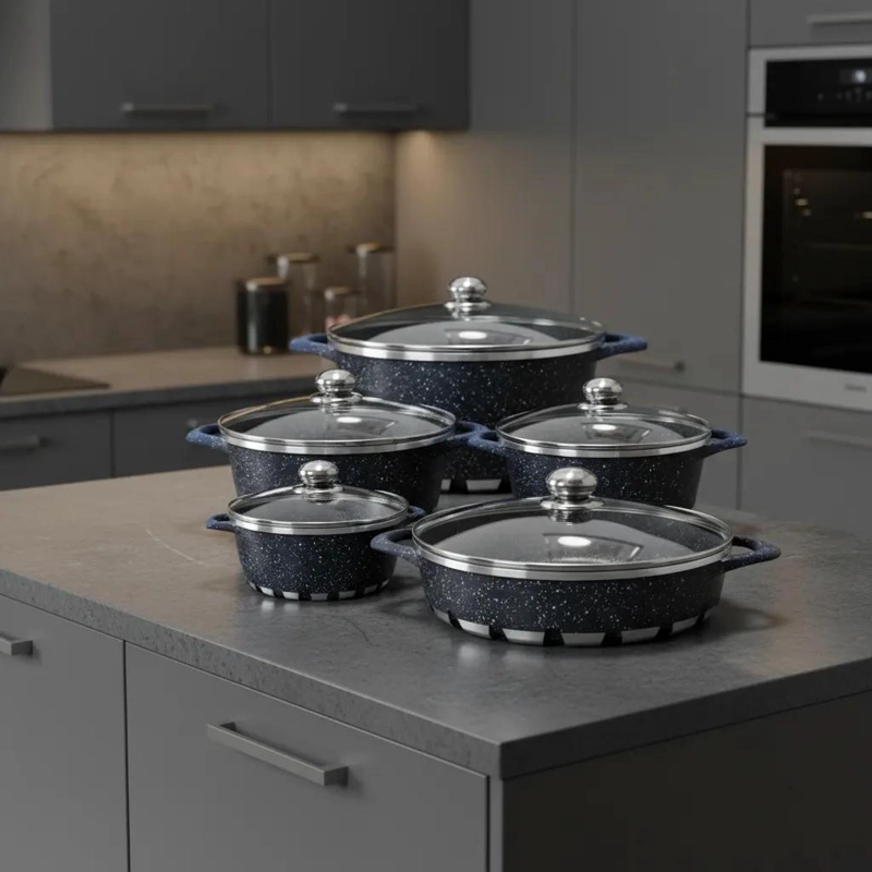 BATERIA DE COCINA 10 PIEZAS GRANITO ANTIADHERENTE DE ALTA CALIDAD - 8