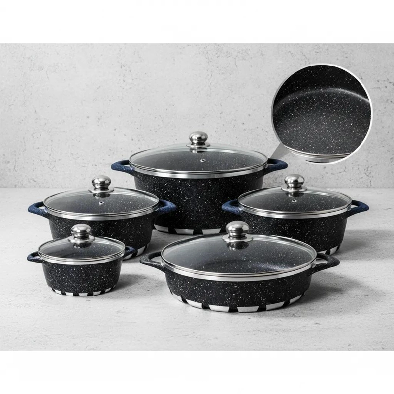 BATERIA DE COCINA 10 PIEZAS GRANITO ANTIADHERENTE DE ALTA CALIDAD - 9