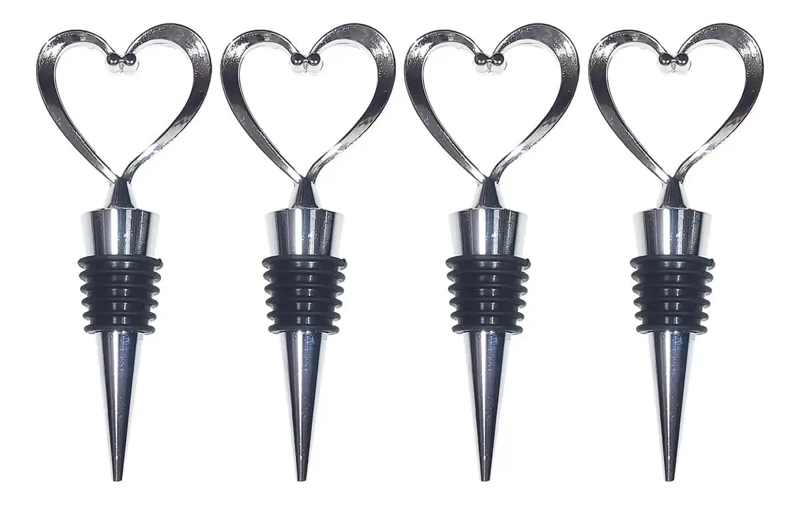 TAPONES DECORATIVOS PARA BOTELLAS EN FORMA DE CORAZON PACK DE 4 - 1