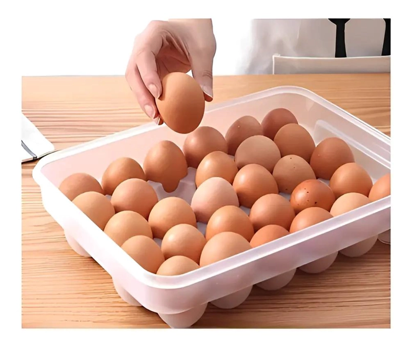 HUEVERA PLASTICA TRANSPARENTE PARA 30 HUEVOS CON TAPA - 1